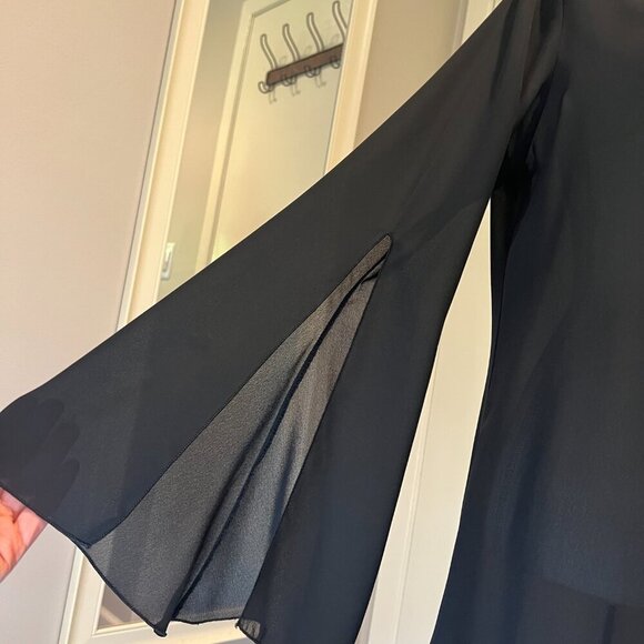 La Palapa Black Sheer Asymmetrical Tunic Swim Cover up, Size Medium - Picture 5 of 16